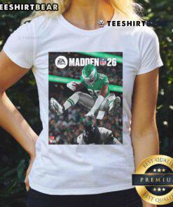 Saquon Barkley hurdles an opponent on the Madden NFL cover, showcasing his skills for Philadelphia Eagles fans.