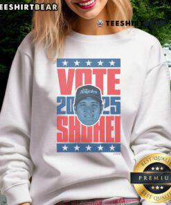 Alt Text: Official Shohei Ohtani 2025 Vote Sweatshirt featuring vibrant graphics and a comfortable design for fans.