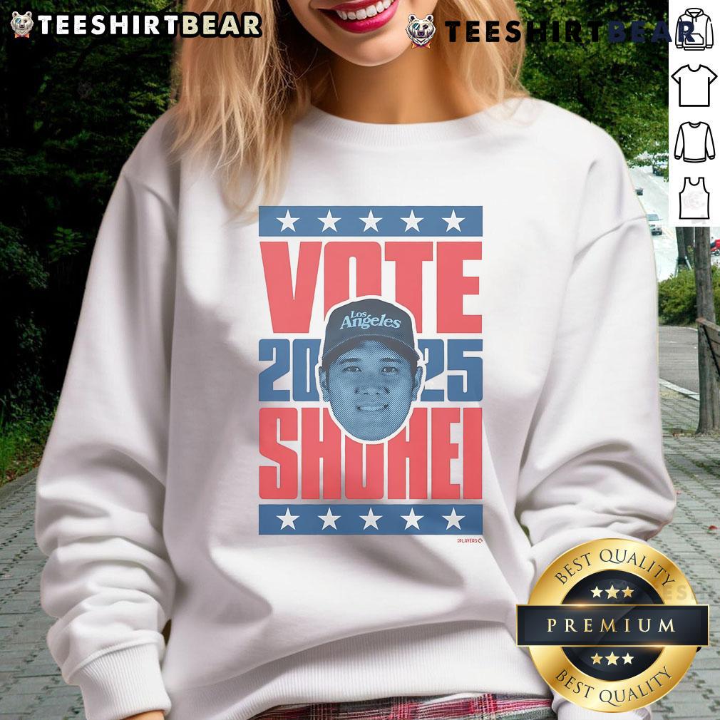 Alt Text: Official Shohei Ohtani 2025 Vote Sweatshirt featuring vibrant graphics and a comfortable design for fans.