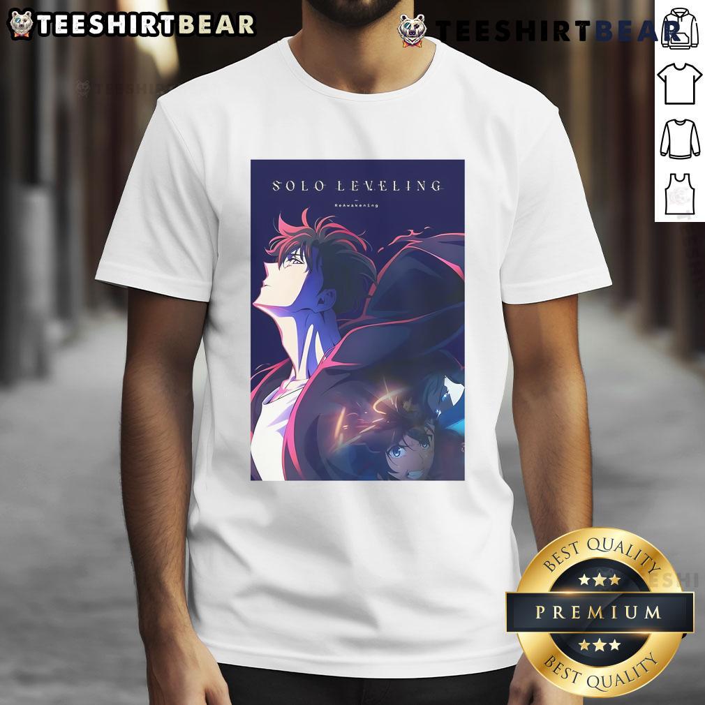 Official Solo Leveling T-Shirt celebrating the most viewed anime on Crunchyroll as of March 2025, featuring vibrant graphics.