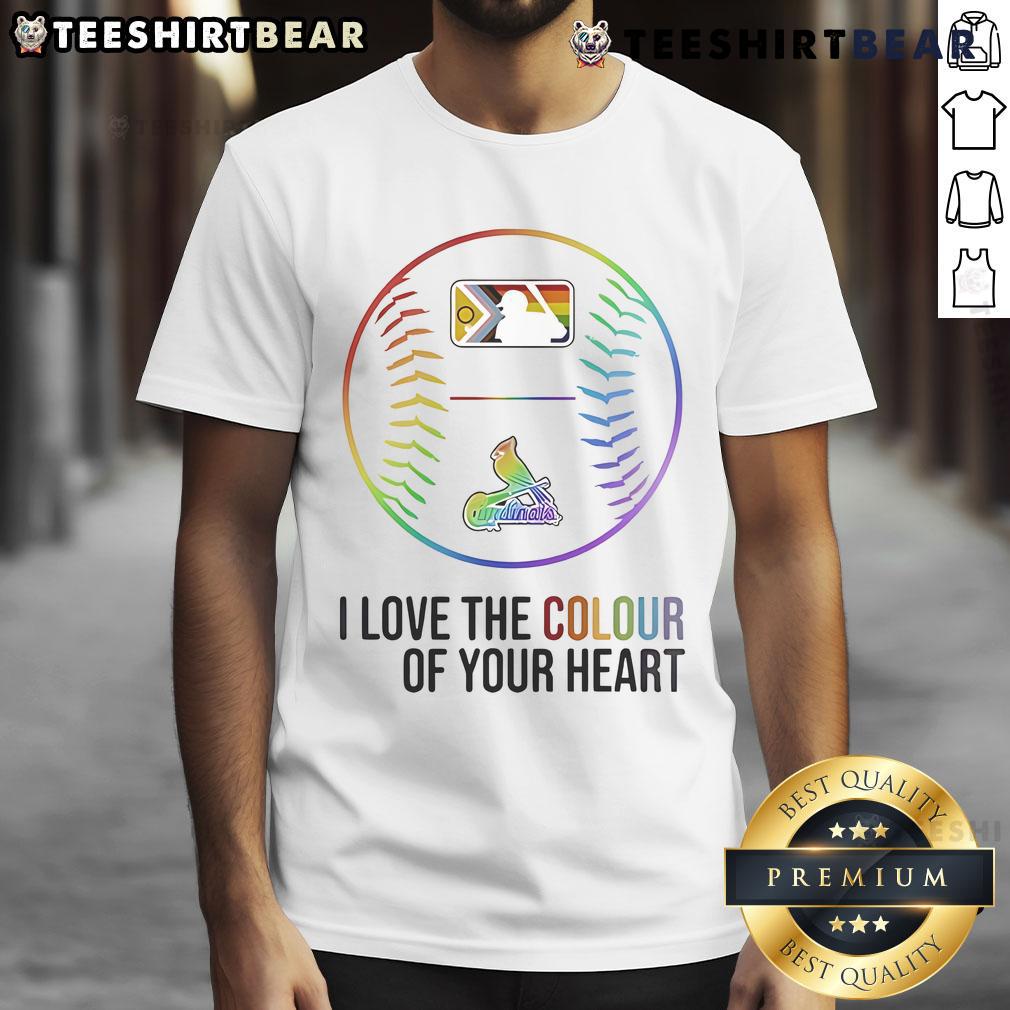 St. Louis Cardinals baseball T-shirt for Pride Month 2025, featuring 'I Love The Colour Of Your Heart' design.