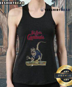 Official St. Louis Cardinals Tiny Turnip Velociraptor Tank Top featuring a playful dinosaur design for fans.