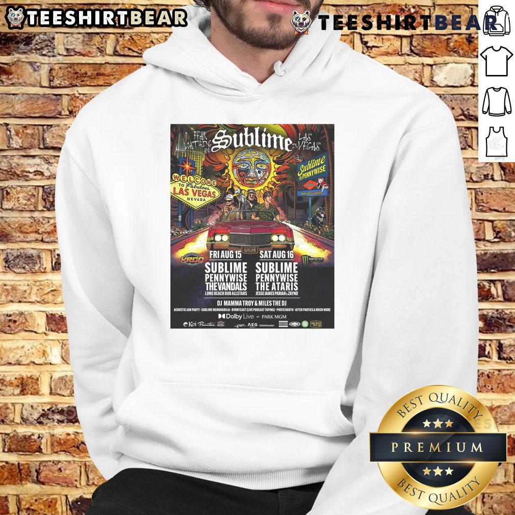 Official Sublime hoodie from the Dolby Live concert in Las Vegas, August 15, 2025, featuring vibrant design and band logo.