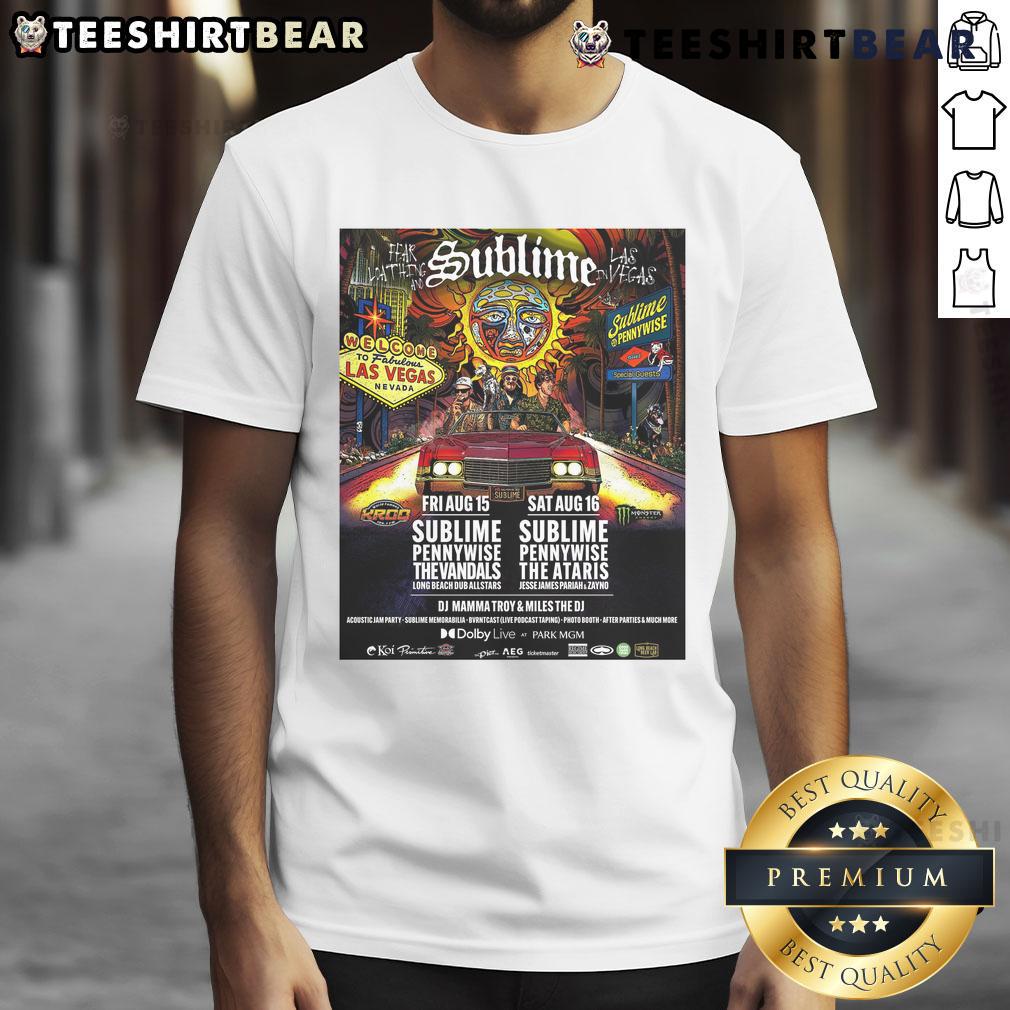 Official Sublime The Dolby Live In Las Vegas Tour August 15 2025 T-Shirt featuring vibrant graphics and tour details.