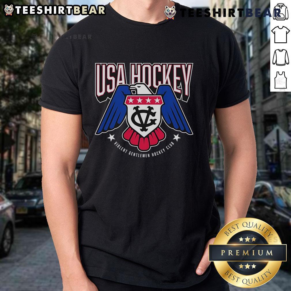 Official USA Hockey Violent Gentlemen Hockey Club T-Shirt featuring bold graphics and a premium fit for hockey fans.