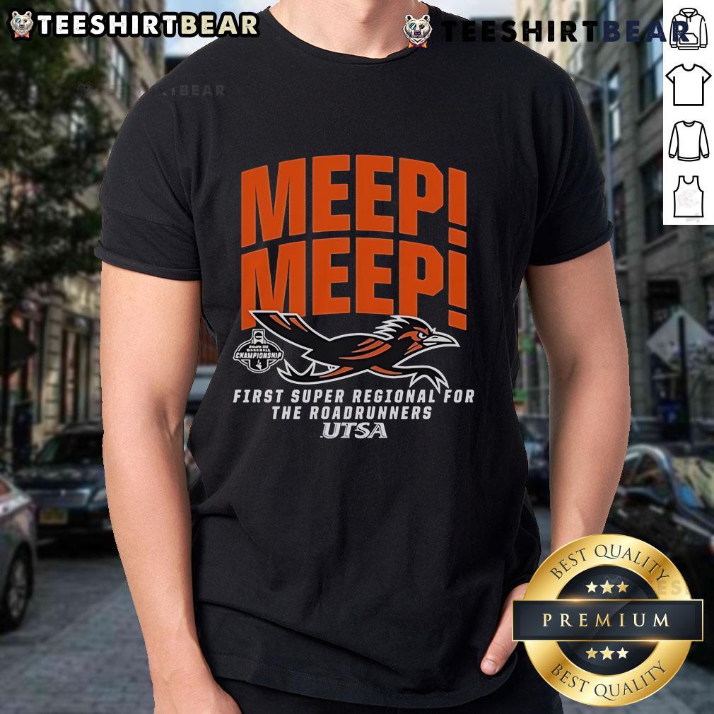UTSA Roadrunners NCAA T-shirt celebrating their first Super Regional appearance, featuring bold team graphics.