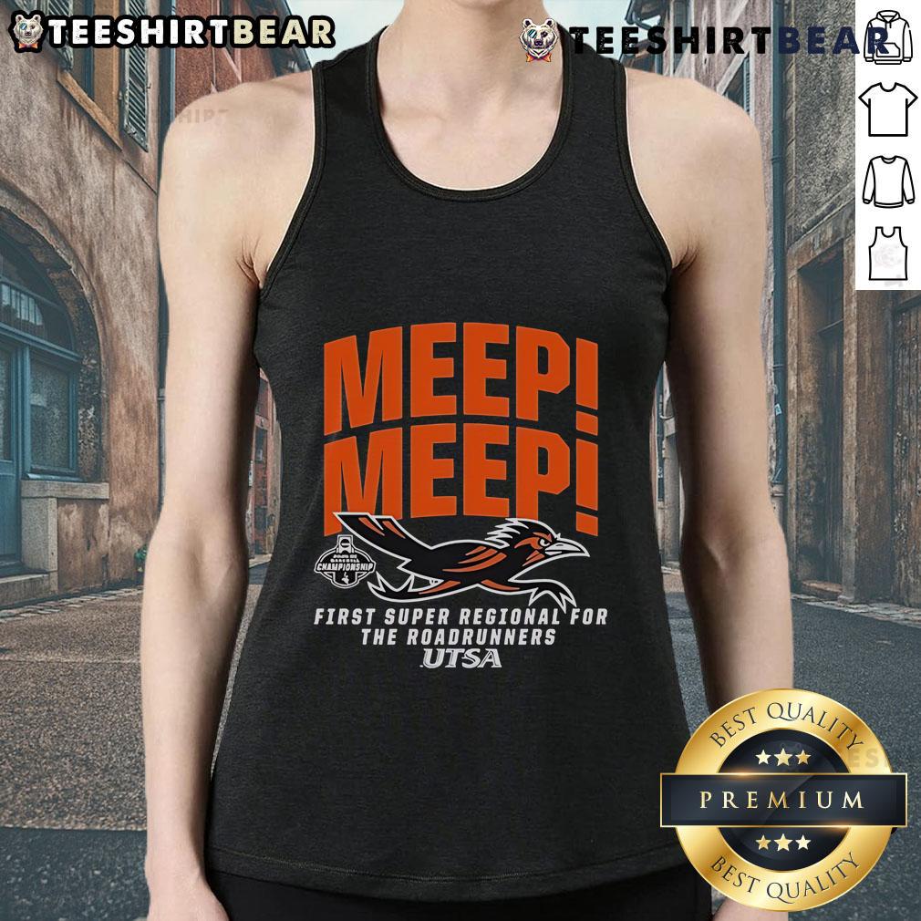 Official UTSA Roadrunners First Super Regional tank top showcasing team pride for NCAA baseball championship.
