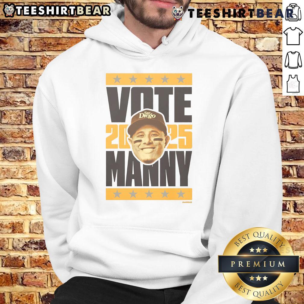 Original Manny Machado 2025 Vote Hoodie featuring bold graphics, perfect for fans and supporters of the MLB star.