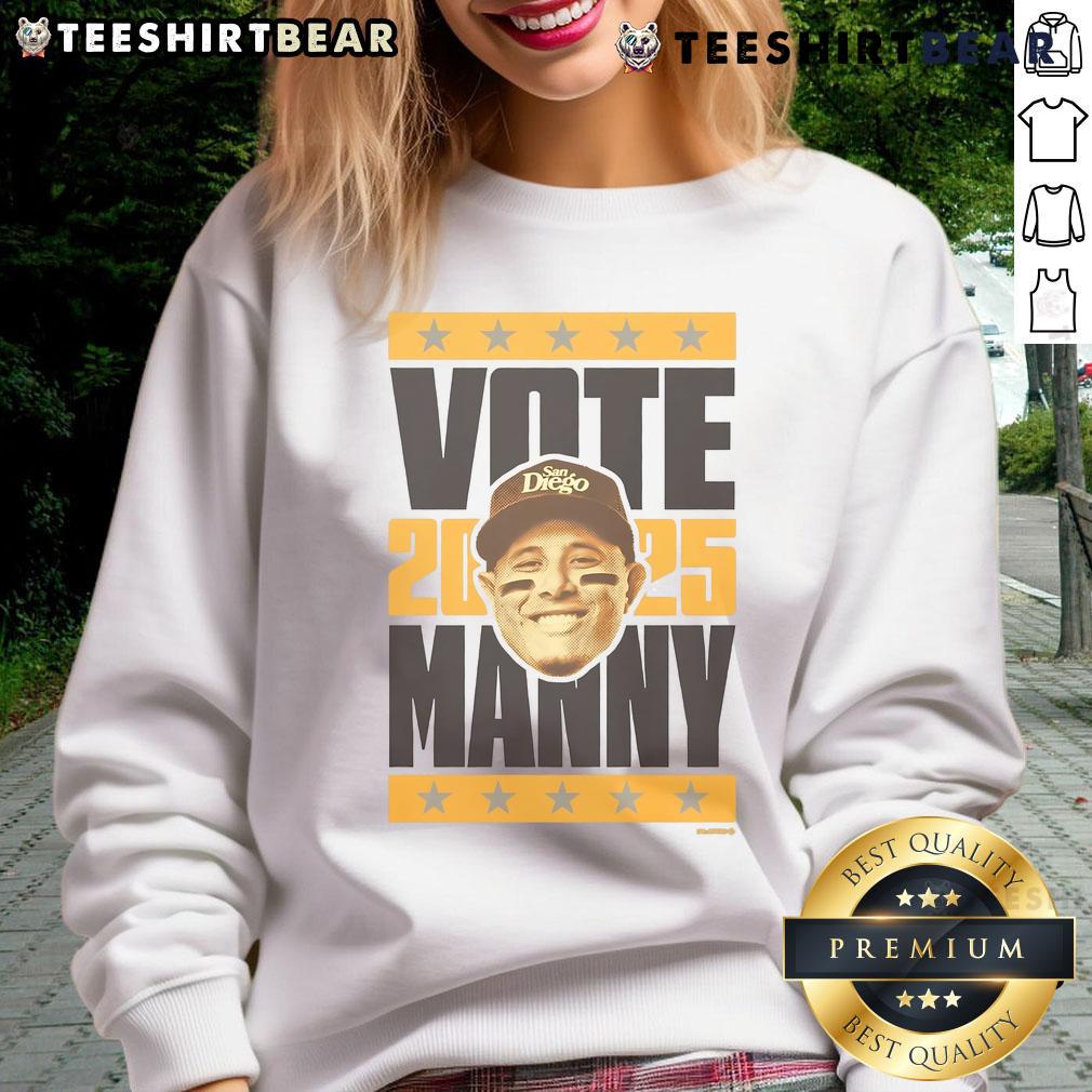Original Manny Machado 2025 Vote Sweatshirt in vibrant colors, perfect for baseball fans supporting Machados campaign.