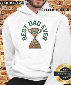 Original New York Jets Best Dad Ever trophy hoodie featuring team colors and logo, perfect gift for football dads.