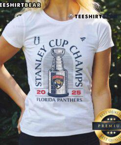 Alt Text: Premium Florida Panthers Stanley Cup Champions 2025 Ladies Tee featuring team logo and stylish design.