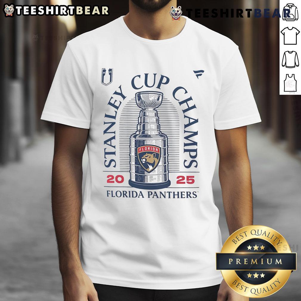 Alt Text: Premium Florida Panthers Stanley Cup Champions 2025 T-Shirt featuring bold team logo and championship graphics.