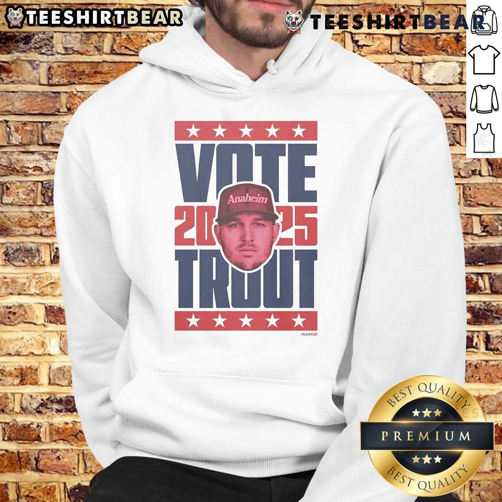 Premium Mike Trout 2025 Vote Hoodie featuring bold graphics and stylish design for baseball fans.