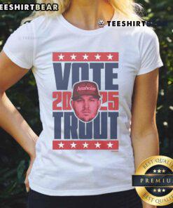 Premium Mike Trout 2025 Vote Ladies Tee featuring vibrant graphics and a stylish fit for fans of baseball and fashion.