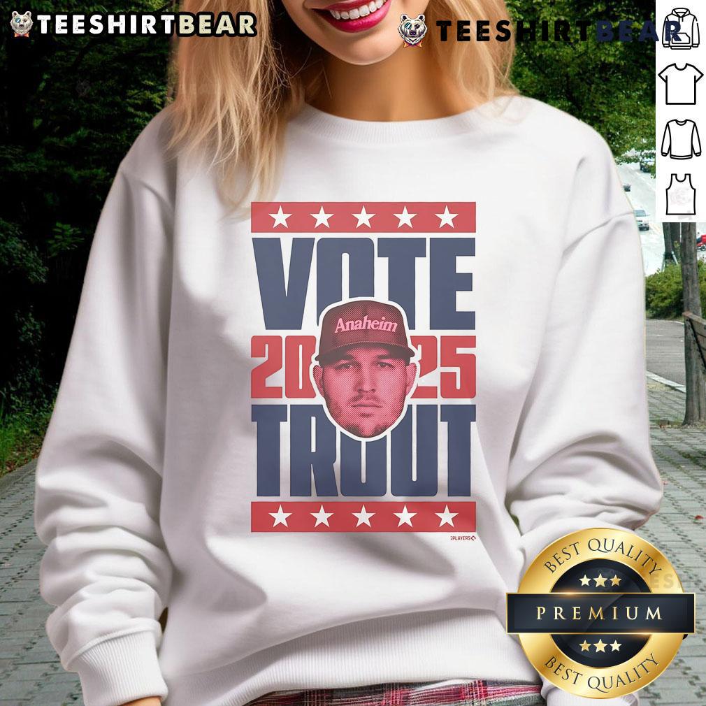 Premium Mike Trout 2025 Vote Sweatshirt featuring stylish design and vibrant colors, perfect for baseball fans.