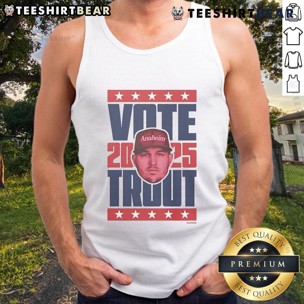 Premium Mike Trout 2025 Vote Tank Top featuring vibrant design and comfortable fit for baseball fans and supporters.