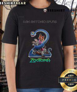 Premium San Antonio Spurs Zootopia 2 ladies tee featuring vibrant graphics and a stylish design for fans.
