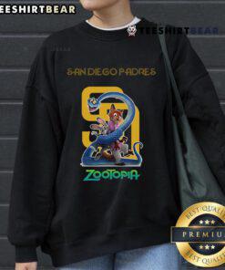 Premium San Diego Padres Zootopia 2 sweatshirt featuring vibrant graphics and a comfortable fit for fans.