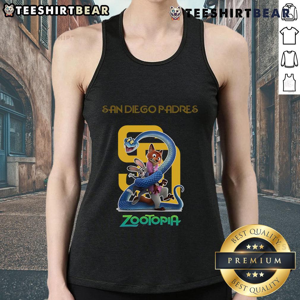 Premium San Diego Padres Zootopia 2 tank top featuring vibrant graphics and a stylish design for baseball fans.