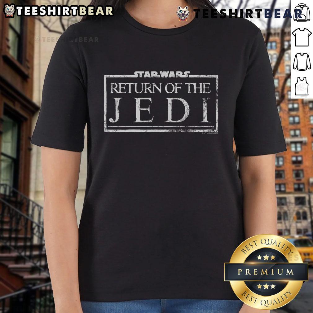 Premium Star Wars Return of the Jedi logo ladies tee featuring iconic design for stylish fans of the franchise.