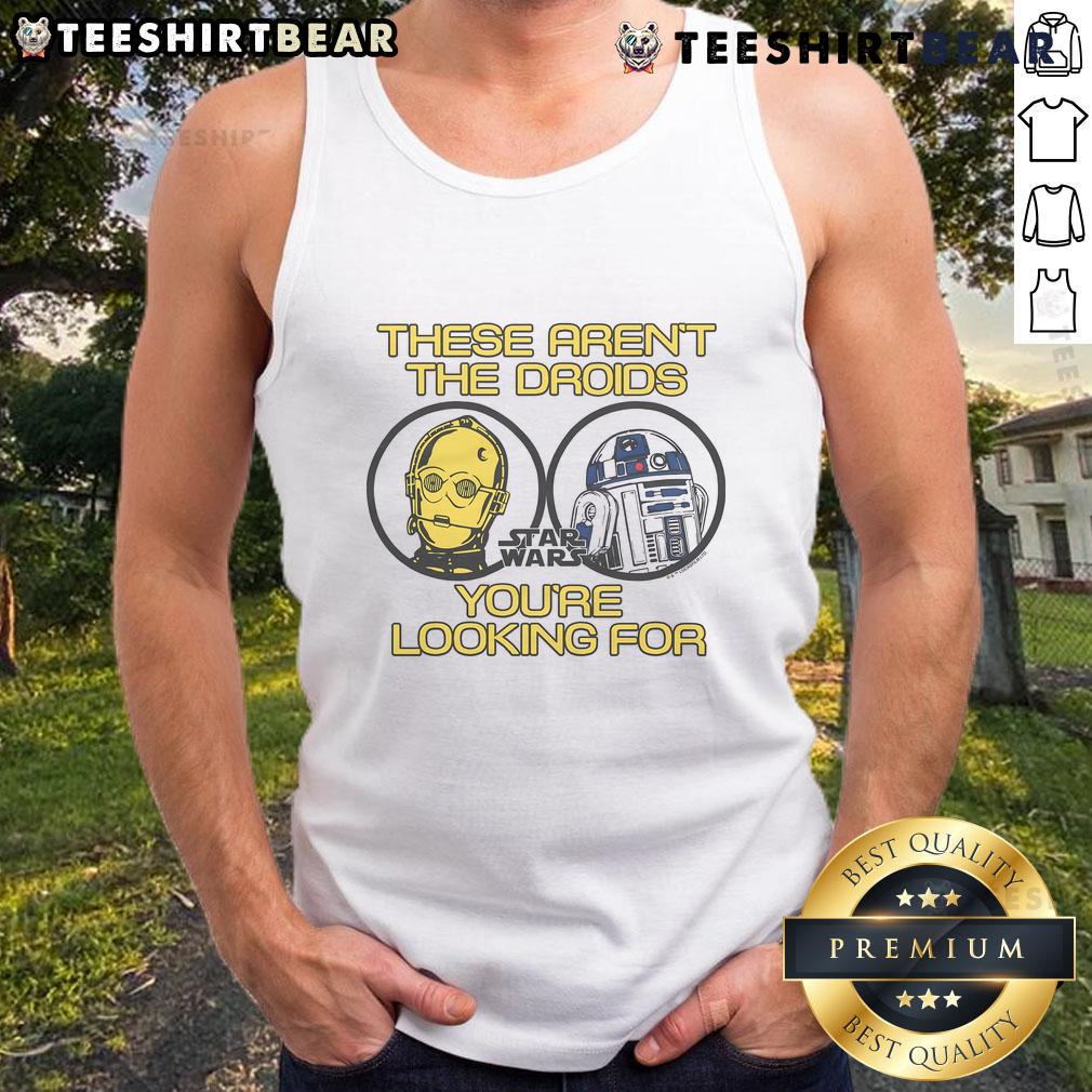 Premium Star Wars tank top featuring 'These Aren't the Droids You're Looking For' design, perfect for fans and casual wear.
