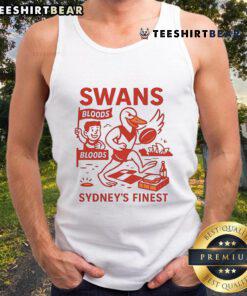 Premium Swans Sydney's Finest cartoon tank top featuring vibrant swan graphics, perfect for summer fashion.