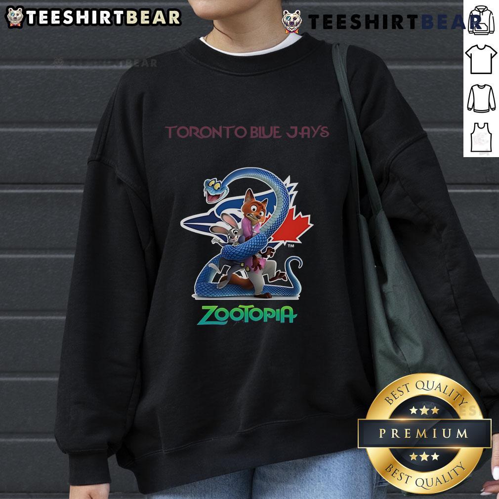 Premium Toronto Blue Jays Zootopia 2 Sweatshirt featuring vibrant team colors and a stylish design for fans.
