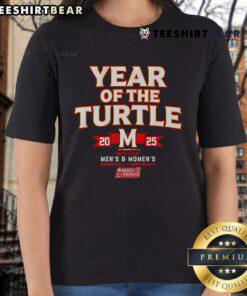 Alt Text: Premium Year of the Turtle Maryland Terrapins basketball championship 2025 ladies tee for fans and supporters.