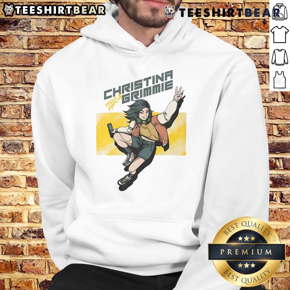 Alt Text: Pretty Christina Grimmie wearing a stylish street hoodie, showcasing her unique fashion sense and vibrant personality.