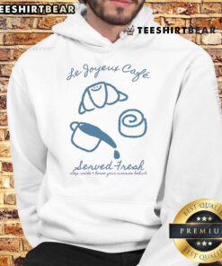 Cozy hoodie featuring 'Pretty Le Joyeux Cafe' design, perfect for relaxing and leaving your worries behind.
