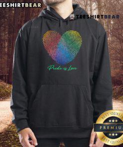 Pretty Pride Is Love Fingerprint Heart Hoodie in vibrant colors, celebrating love and identity with stylish design.