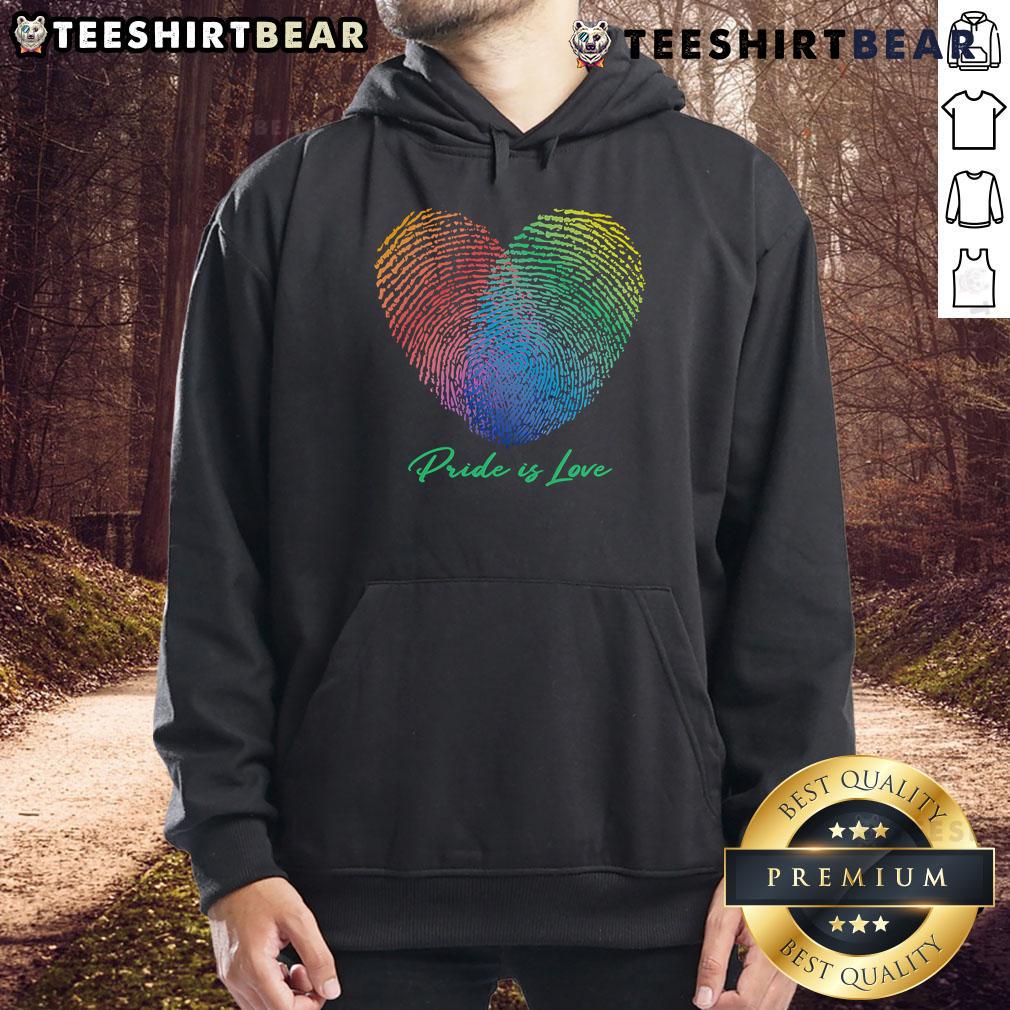 Pretty Pride Is Love Fingerprint Heart Hoodie in vibrant colors, celebrating love and identity with stylish design.