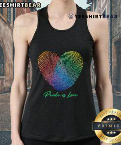 Alt Text: Pretty Pride Is Love Fingerprint Heart Tank Top in vibrant colors, celebrating love and individuality for all.