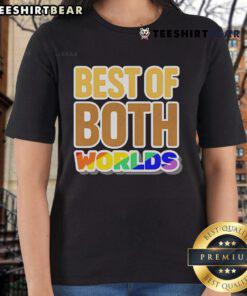 Top Best of Both Worlds Pride Ladies Tee featuring vibrant rainbow design, perfect for celebrating LGBTQ+ pride and style.