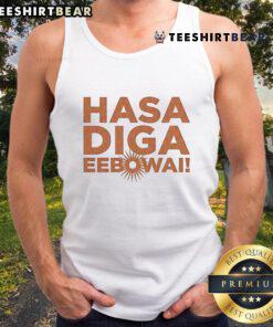 Top Book of Mormon Hasa Diga tank top featuring bold text and vibrant colors, perfect for fans and fashion lovers.