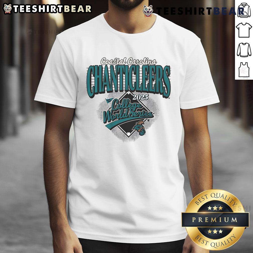 Top Coastal Carolina Baseball 2025 College World Series T-Shirt featuring team colors and logo, perfect for fans.