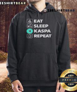 Cozy Top Eat Sleep Kaspa Repeat Hoodie in black, perfect for casual wear and showcasing your laid-back lifestyle.