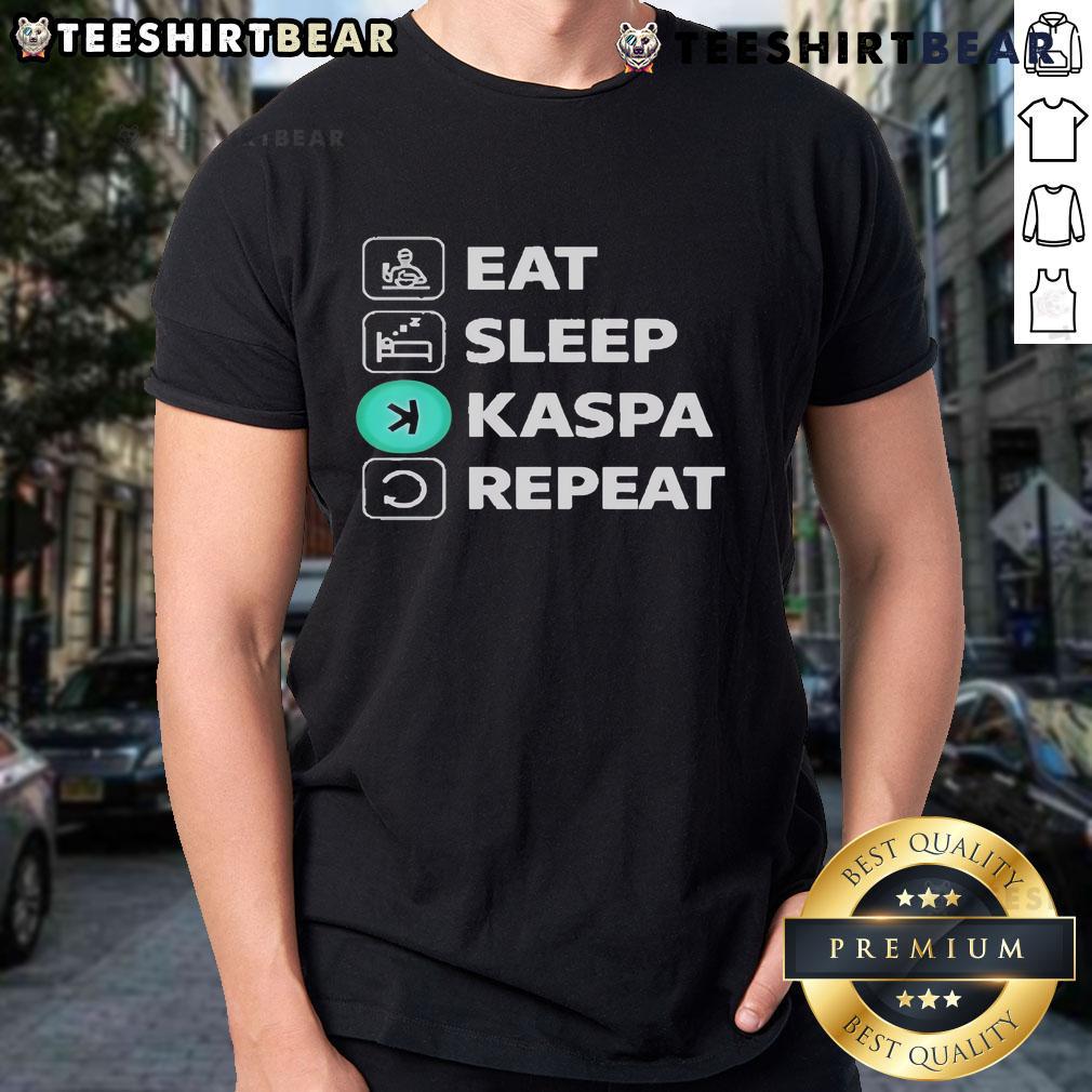 Alt Text: Top Eat Sleep Kaspa Repeat T-Shirt featuring a trendy design for casual wear lovers.