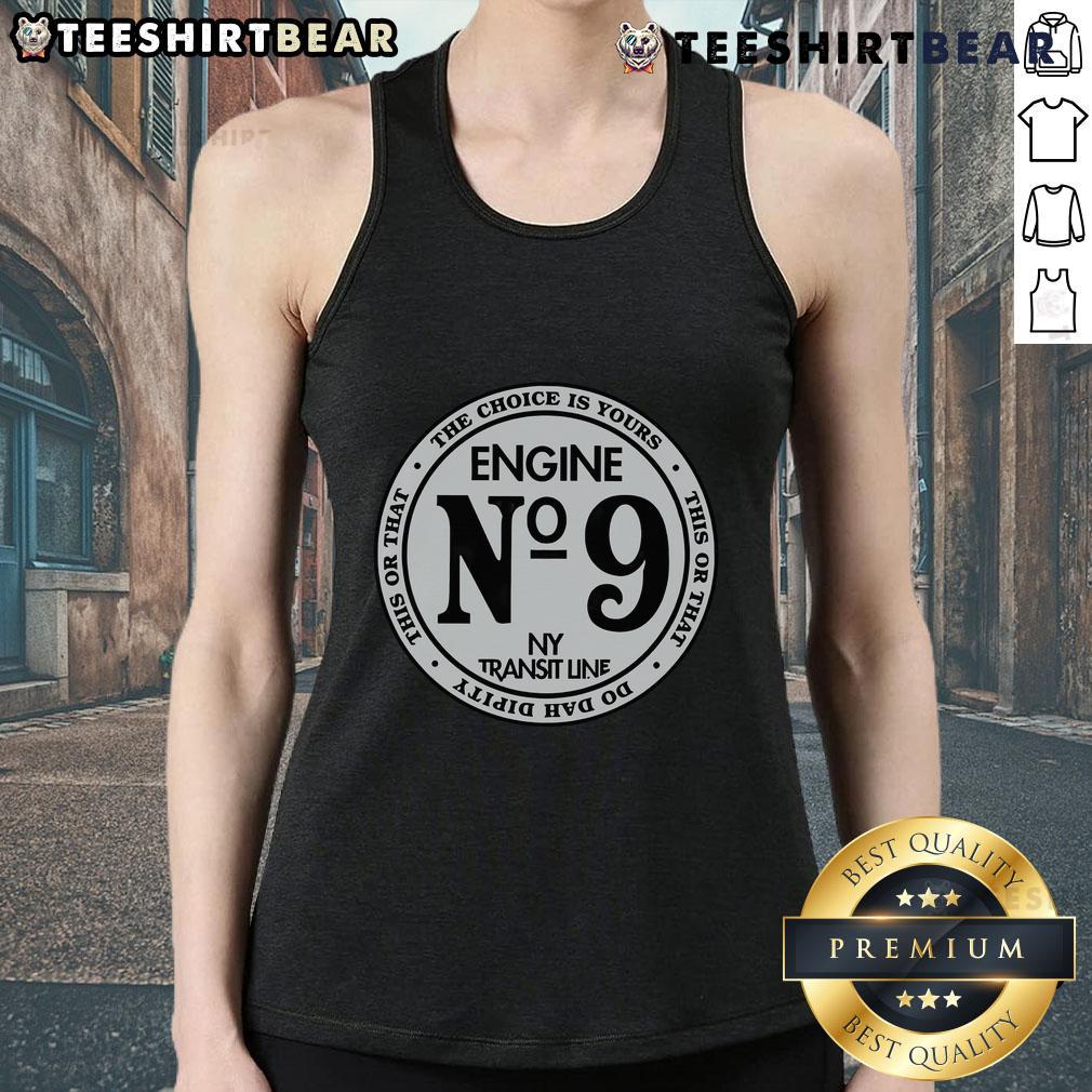 Top Engine 9 on the New York Transit Line tank top showcasing vibrant design and urban style, perfect for transit enthusiasts.