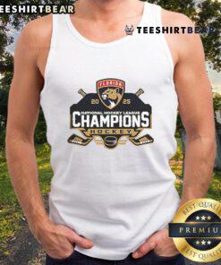 Florida Panthers back-to-back NHL Stanley Cup champions hockey tank top featuring team colors and logo.