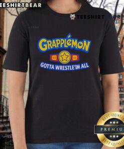 Top Grapplemon Gotta Wrestle Em All Ladies Tee featuring vibrant graphics and a comfortable fit for wrestling fans.