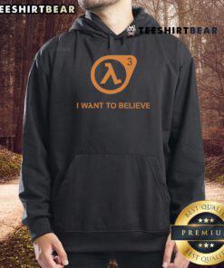 Top Half-Life 'I Want To Believe' hoodie featuring iconic design, perfect for gamers and fans of the classic video game.