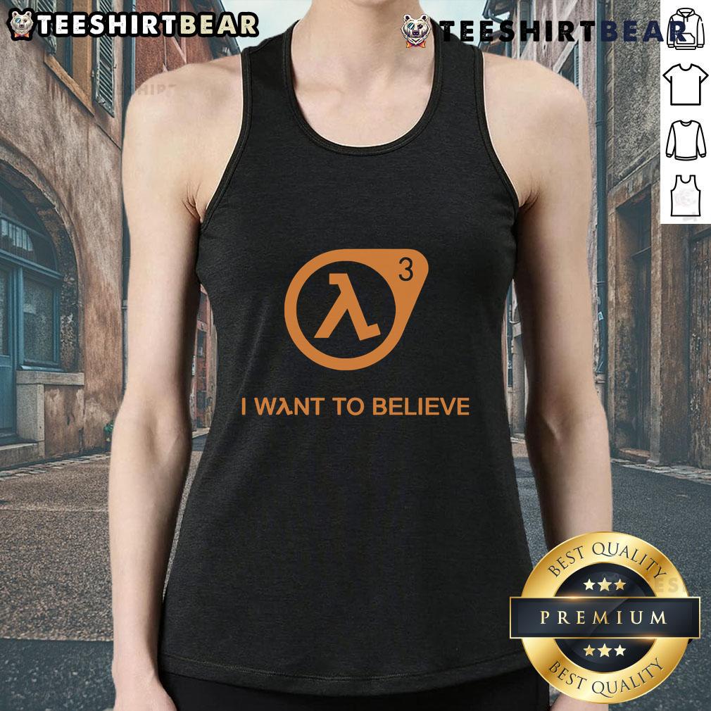 Top Half-Life I Want To Believe tank top featuring iconic UFO graphic, perfect for gamers and sci-fi enthusiasts.