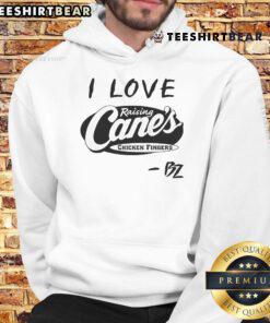 Alt Text: Cozy 'I Love Raising Cane's Chicken Fingers' hoodie in vibrant colors, perfect for fans of the popular fast food chain.