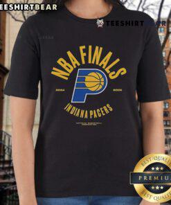 Top Indiana Pacers 2025 Finals Participant playoff charging foul graphic on a ladies tee shirt design.