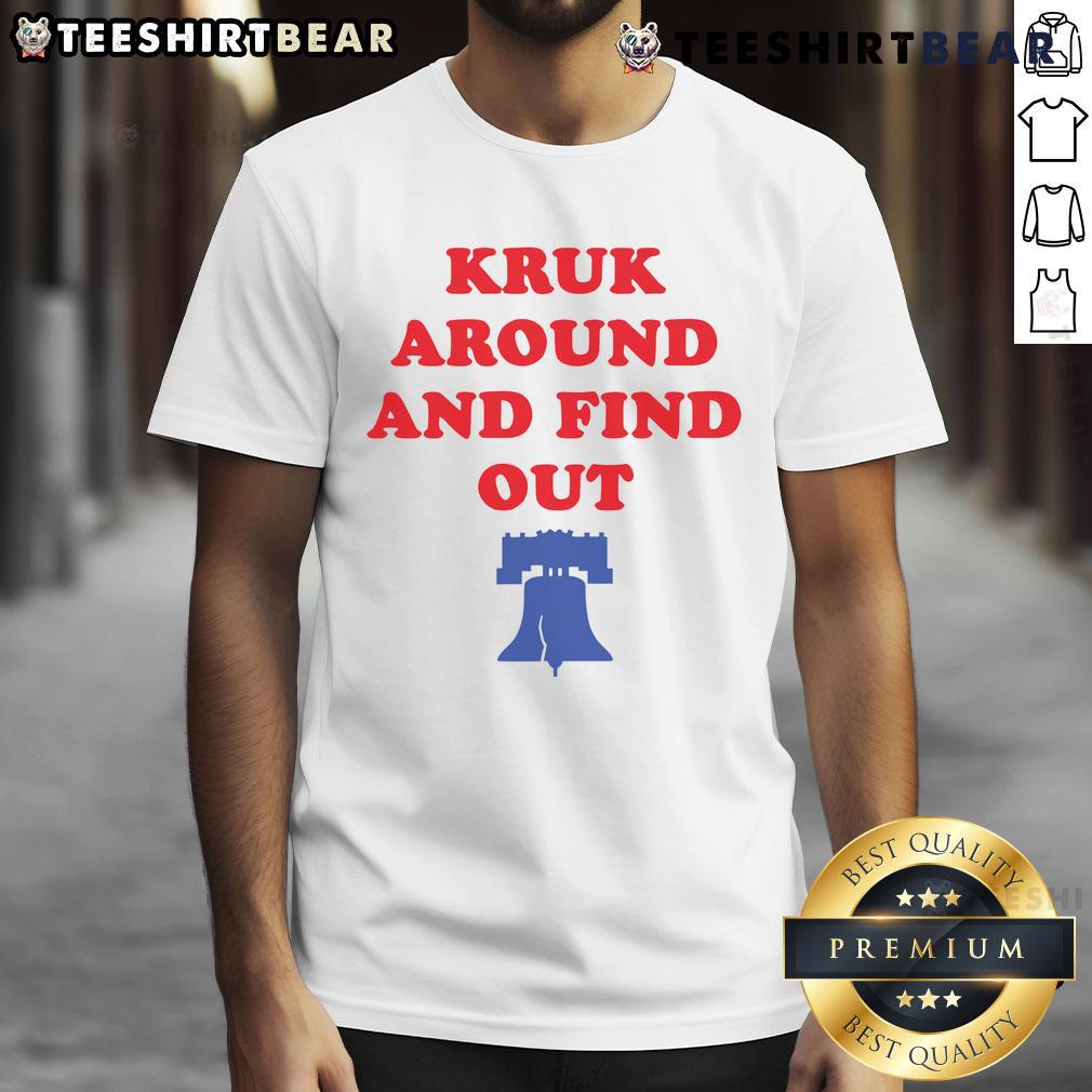 Alt Text: Top Kruk Around And Find Out Bella Canvas Philadelphia Baseball T-Shirt in vibrant colors, perfect for fans.