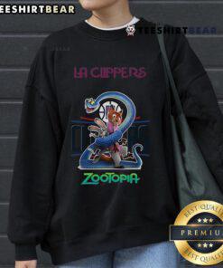 Top LA Clippers Zootopia 2 sweatshirt featuring vibrant graphics and a stylish design for fans and collectors.
