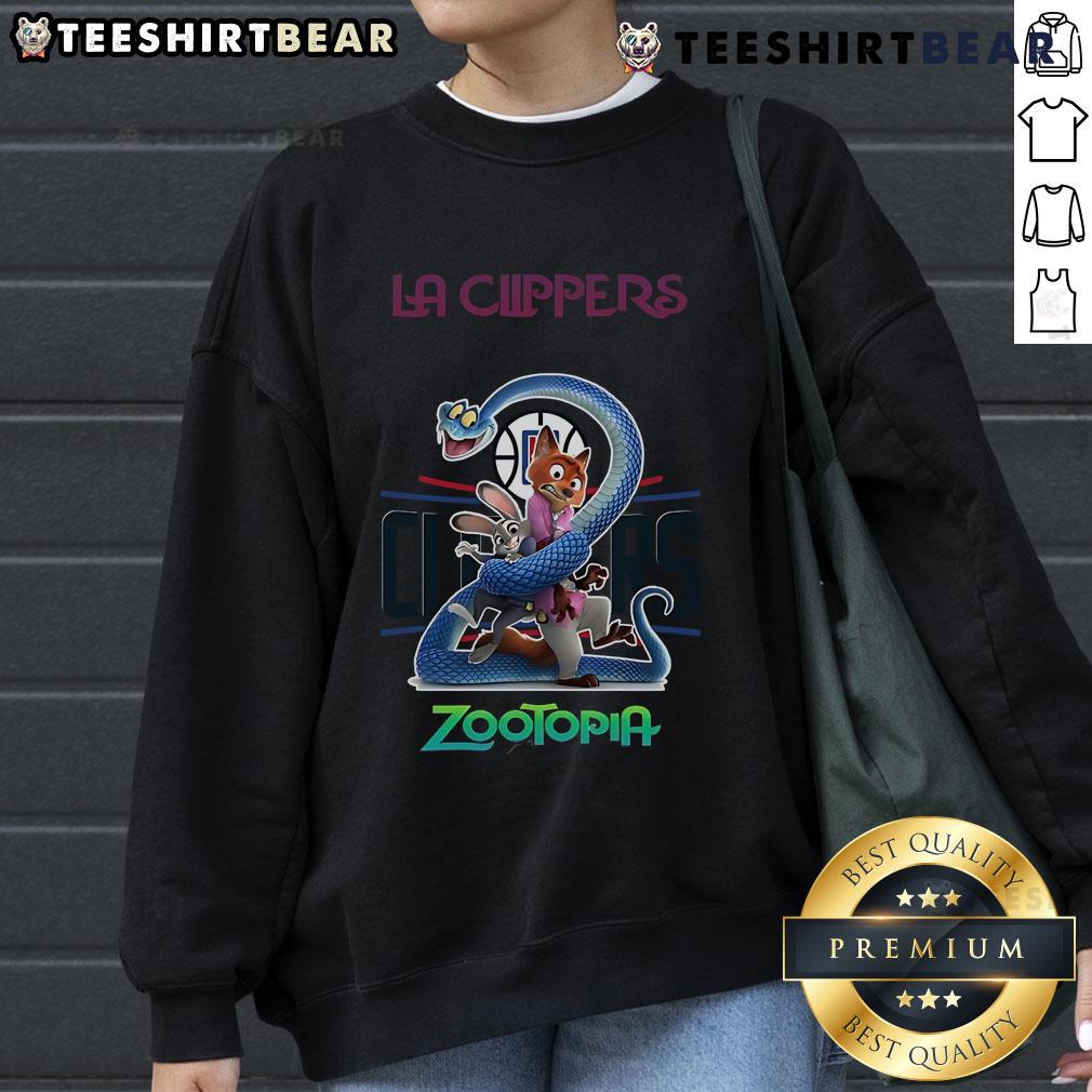 Top LA Clippers Zootopia 2 sweatshirt featuring vibrant graphics and a stylish design for fans and collectors.