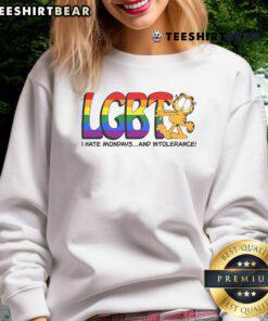 Top LGBT 'I Hate Mondays' and Intolerance Garfield Sweatshirt featuring vibrant design and bold messaging for pride.