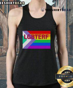 Top LGBTERF LGBT flag tank top featuring vibrant colors and a bold design, perfect for pride events and celebrations.